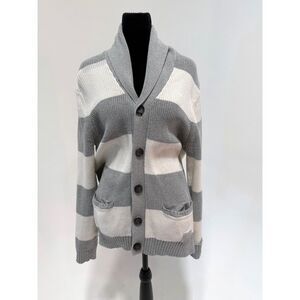 Express grey & white striped cardigan